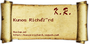 Kunos Richárd névjegykártya