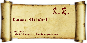 Kunos Richárd névjegykártya